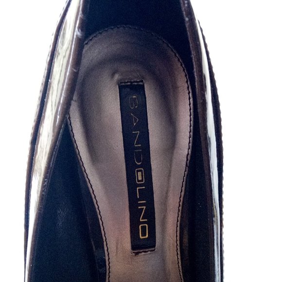 Brown Patent Open Toe Leather Pumps Size 6.5 - Picture 5 of 8